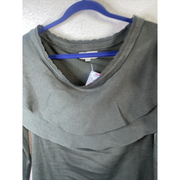 NEW green Knit Sweater Ruffle Off Shoulder MIDI Dress lagenlook cottage Green M - Picture 3 of 10